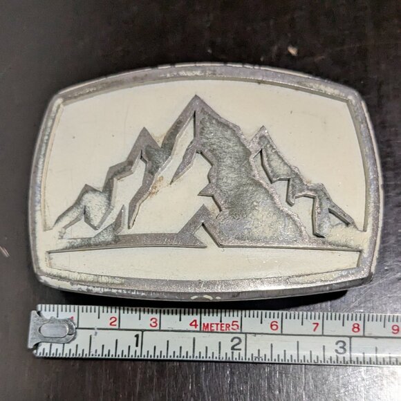 Fosterweld Peak Handmade Steel Belt Buckle - White Rocky Mountains - Picture 4 of 5
